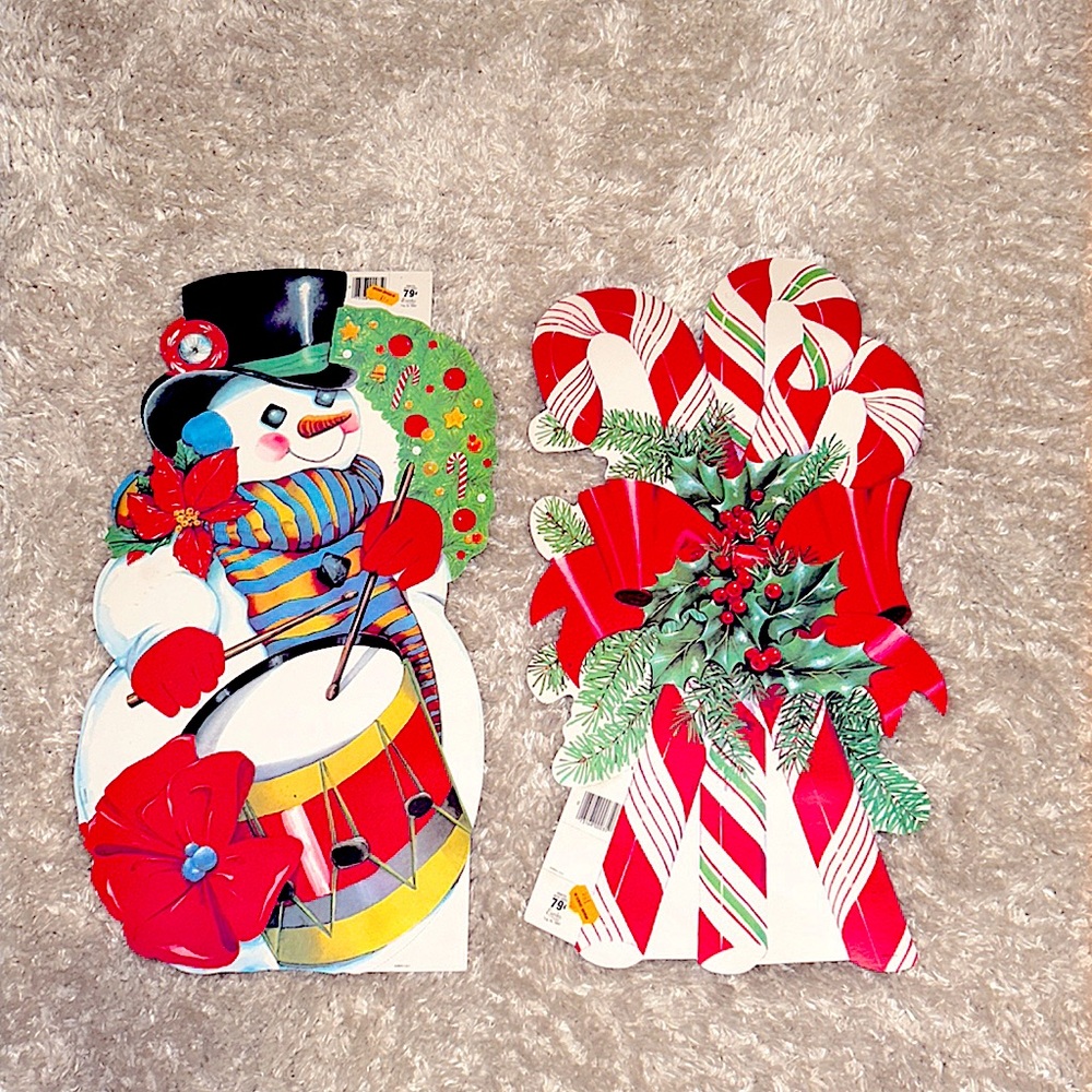 Set of 2 Vintage Christmas die cut picture art in EUC new with labels st…